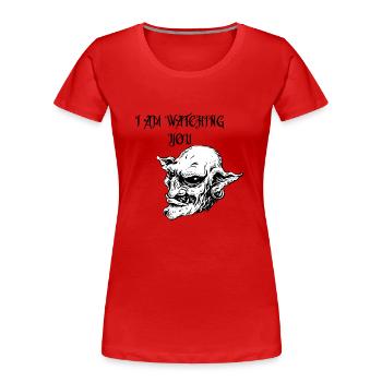 Halloween Gruselig Gesicht Stalker Kostüm - Frauen Premium Bio T-Shirt - Rot - Vorne - Mia (176cm)