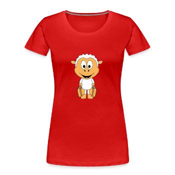 SCHAF - KOFFER - AUSWANDERER - REISE - URLAUB - Frauen Premium Bio T-Shirt - Rot - Vorne - Mia (176cm)
