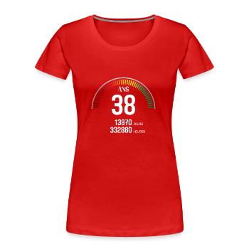 Anniversaire 38 ans Compteur - T-shirt bio Premium Femme - rouge - Devant - Mia (176cm)