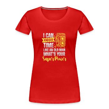 Kamera Fotografieren Objektiv Motiv - Frauen Premium Bio T-Shirt - Rot - Vorne - Mia (176cm)