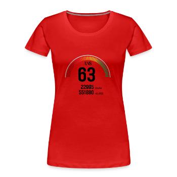 Anniversaire 63 ans Compteur - T-shirt bio Premium Femme - rouge - Devant - Mia (176cm)