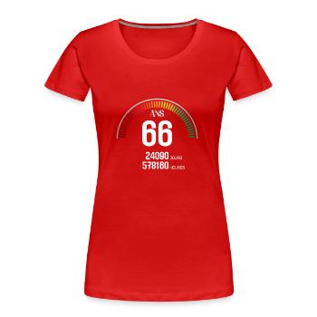 Anniversaire 66 ans Compteur - T-shirt bio Premium Femme - rouge - Devant - Mia (176cm)