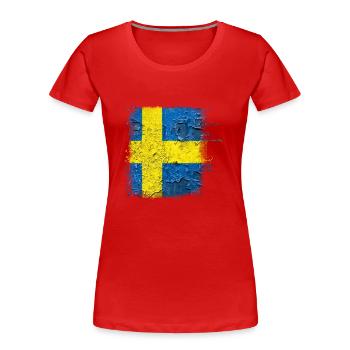 Schweden Schweden Wikinger Norden Skandinavien Mittsommer - Frauen Premium Bio T-Shirt - Rot - Vorne - Mia (176cm)
