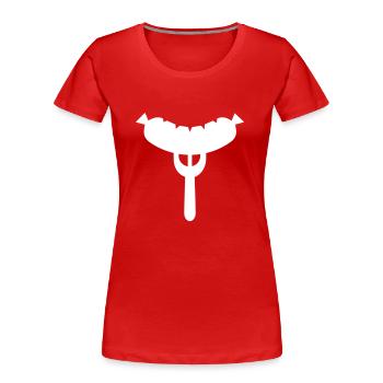 Wurst Gabel - Frauen Premium Bio T-Shirt - Rot - Vorne - Mia (176cm)