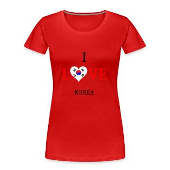 Ich liebe Korea. Ich liebe Korea - Frauen Premium Bio T-Shirt - Rot - Vorne - Mia (176cm)