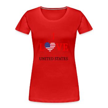 Ich liebe die Vereinigten Staaten. VERWENDET. Ich liebe die Vereinigten Staaten - Frauen Premium Bio T-Shirt - Rot - Vorne - Mia (176cm)