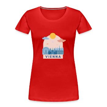 Austria Österreich Wien Vienna Design Europa - Frauen Premium Bio T-Shirt - Rot - Vorne - Mia (176cm)