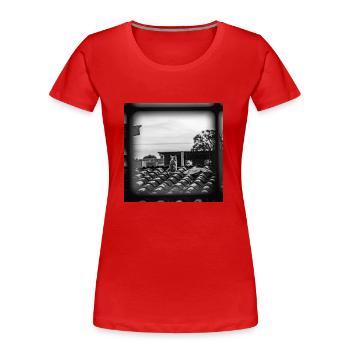 Die Katze auf dem Dach - Frauen Premium Bio T-Shirt - Rot - Vorne - Mia (176cm)