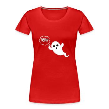 Geist Ghost Boo Hup Halloween - Frauen Premium Bio T-Shirt - Rot - Vorne - Mia (176cm)