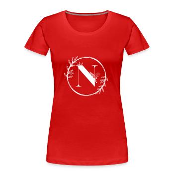 Lettre N Florale - T-shirt bio Premium Femme - rouge - Devant - Mia (176cm)