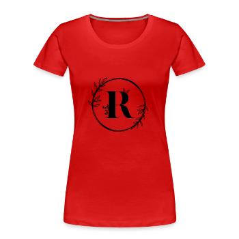 Lettre R Florale - T-shirt bio Premium Femme - rouge - Devant - Mia (176cm)