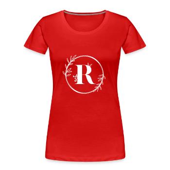 Lettre R Florale - T-shirt bio Premium Femme - rouge - Devant - Mia (176cm)