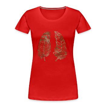 Feder - Frauen Premium Bio T-Shirt - Rot - Vorne - Mia (176cm)