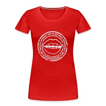 Mon visage le fera certainement - T-shirt bio Premium Femme - rouge - Devant - Mia (176cm)