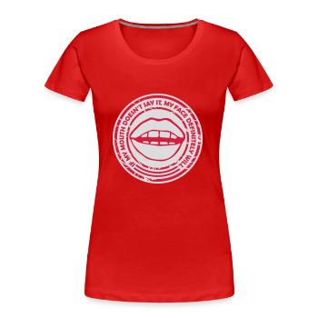 Mon visage le fera certainement - T-shirt bio Premium Femme - rouge - Devant - Mia (176cm)