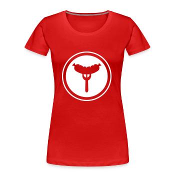 Wurst Gabel - Frauen Premium Bio T-Shirt - Rot - Vorne - Mia (176cm)