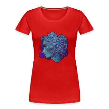 Tiefblaue Gottheit - Frauen Premium Bio T-Shirt - Rot - Vorne - Mia (176cm)