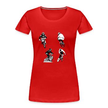 pack autocollant sticker bmx race - T-shirt bio Premium Femme - rouge - Devant - Mia (176cm)