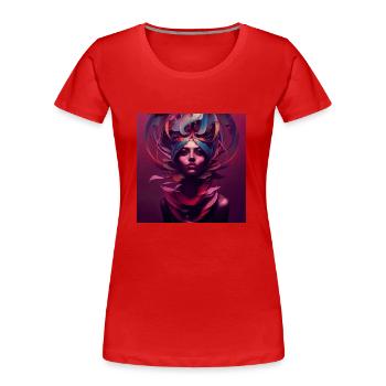 ALIEN FASHION MODEL - Frauen Premium Bio T-Shirt - Rot - Vorne - Mia (176cm)