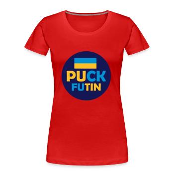 puck futin logo design - Women's Premium Organic T-Shirt - red - Front - Mia (176cm)