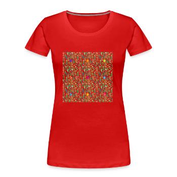 Wiese und Schmetterlinge - Frauen Premium Bio T-Shirt - Rot - Vorne - Mia (176cm)