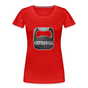 Vielseitiges Training mit Kettlebell. - Frauen Premium Bio T-Shirt - Rot - Vorne - Mia (176cm)