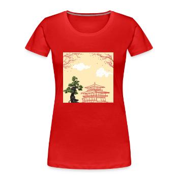 Nihon no jinja - Temple Japonais - T-shirt bio Premium Femme - rouge - Devant - Mia (176cm)