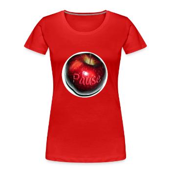 Apfel 01 Pause Poster - Frauen Premium Bio T-Shirt - Rot - Vorne - Mia (176cm)
