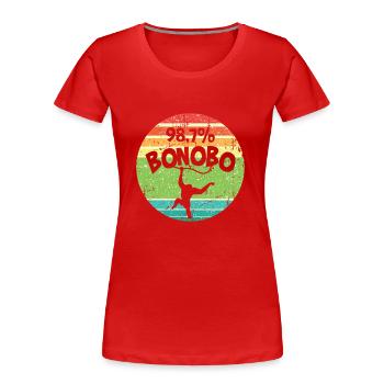 Lustiges Affe Schimpanse DNA - Frauen Premium Bio T-Shirt - Rot - Vorne - Mia (176cm)