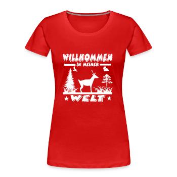 Reh - Frauen Premium Bio T-Shirt - Rot - Vorne - Mia (176cm)