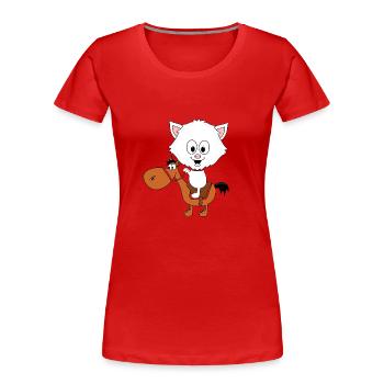 KATZE - PFERD - PONY - REITEN - TIERE - Frauen Premium Bio T-Shirt - Rot - Vorne - Mia (176cm)