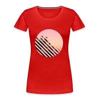 T-Shirt Urlaub Strand Palmen Ferien Sommer Sonne - Frauen Premium Bio T-Shirt - Rot - Vorne - Mia (176cm)