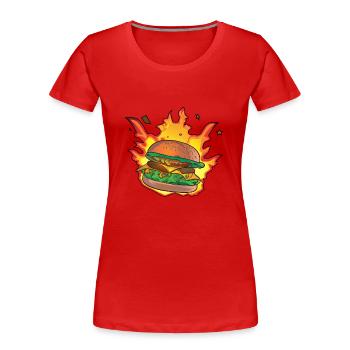 Burning Burger / Cheeseburger - T-shirt bio Premium Femme - rouge - Devant - Mia (176cm)