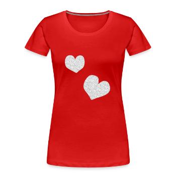 zwei rosa herzen glitzer herz - Frauen Premium Bio T-Shirt - Rot - Vorne - Mia (176cm)