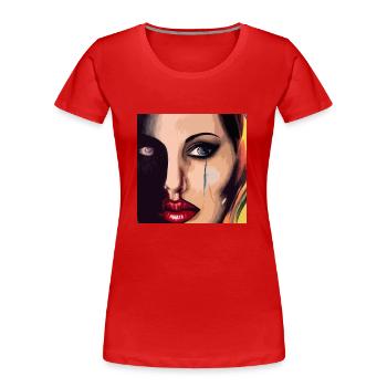 Portrait of a woman, digital painting - Women's Premium Organic T-Shirt - red - Front - Mia (176cm)