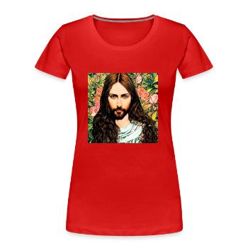 Portrait of Jesus Christ - Women's Premium Organic T-Shirt - red - Front - Mia (176cm)