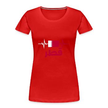 Katar Fußball 2022 Herzschlag Katar - Frauen Premium Bio T-Shirt - Rot - Vorne - Mia (176cm)