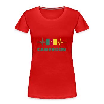 Kamerun Fußball 2022 Herzschlag Kamerun - Frauen Premium Bio T-Shirt - Rot - Vorne - Mia (176cm)