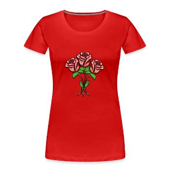drei rosen pflanzen pflanze rot - Frauen Premium Bio T-Shirt - Rot - Vorne - Mia (176cm)