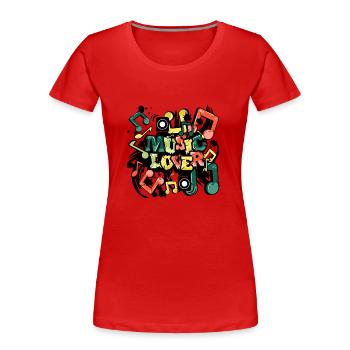 Music Lover text art - Graffiti grunge style - Women's Premium Organic T-Shirt - red - Front - Mia (176cm)