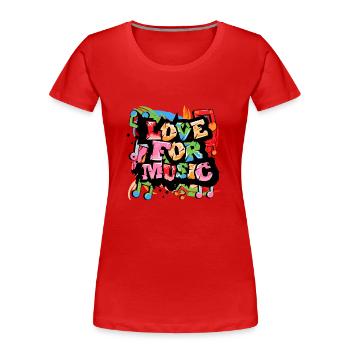 Music Lover text art - Graffiti grunge style - Women's Premium Organic T-Shirt - red - Front - Mia (176cm)