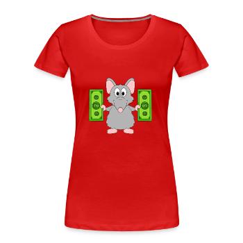 RATTE - GELD - TIER - TIERISCH - Frauen Premium Bio T-Shirt - Rot - Vorne - Mia (176cm)