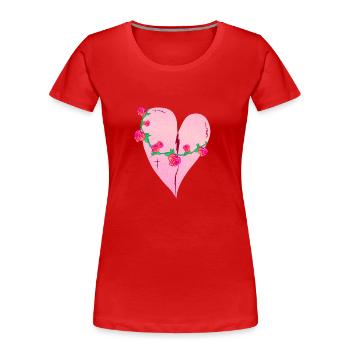 heart roses scars pink icon - Women's Premium Organic T-Shirt - red - Front - Mia (176cm)