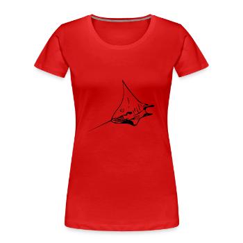 Eleganter Mantarochen im Flug - Frauen Premium Bio T-Shirt - Rot - Vorne - Mia (176cm)