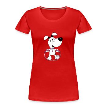 HUND - SPRINGSEIL - TIER - TIERISCH - Frauen Premium Bio T-Shirt - Rot - Vorne - Mia (176cm)