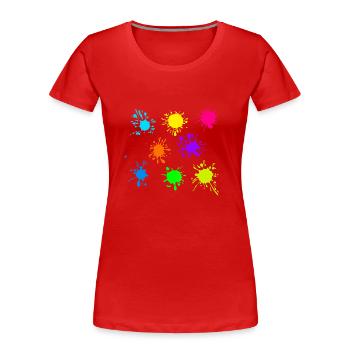 Bunte Farbkleckse Farbspritzer - Frauen Premium Bio T-Shirt - Rot - Vorne - Mia (176cm)