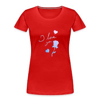 Je t’aime cœurs de fleurs de rose - T-shirt bio Premium Femme - rouge - Devant - Mia (176cm)