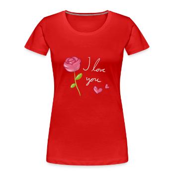 I love you flower hearts - Women's Premium Organic T-Shirt - red - Front - Mia (176cm)