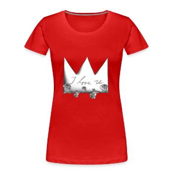 Grey Crown Pink Roses Flowers I Love You - Women's Premium Organic T-Shirt - red - Front - Mia (176cm)