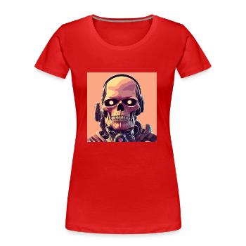 Soldatenroboterschädel der Zukunft - Frauen Premium Bio T-Shirt - Rot - Vorne - Mia (176cm)